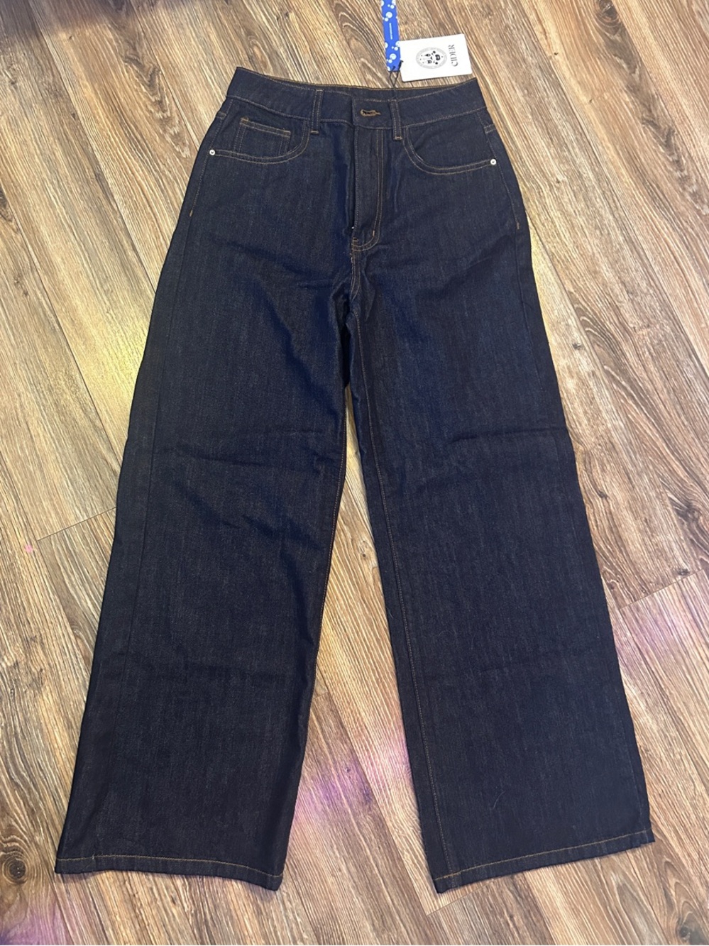 Cider Dark Indigo Relaxed Wide-Leg Jeans